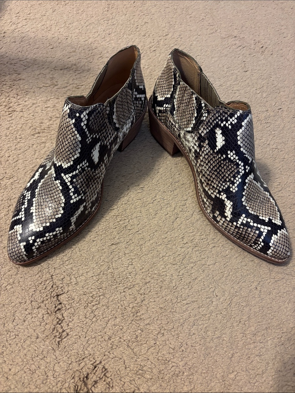 Madewell Snake-Print Ankle Booties - Black & White